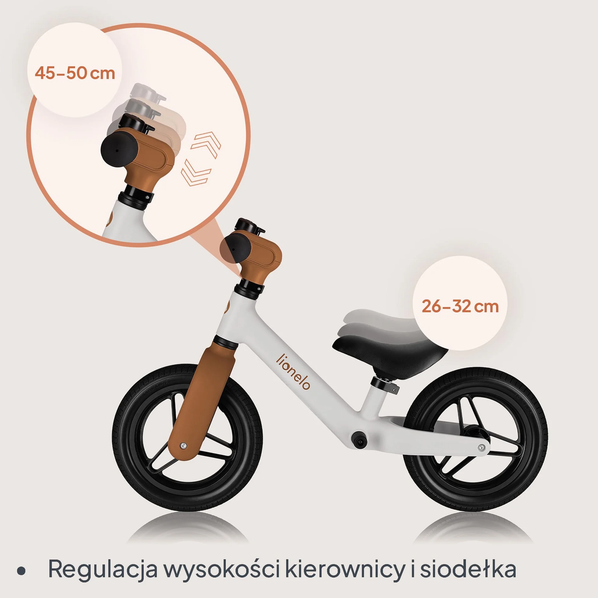 Lionelo Toni dziecięcy rowerek biegowy od 18 miesięcy do 30 kg, gumowe koła PU 25 cm, podnóżek, kosz, regulowane siedzisko i kierownica, antypoślizgowy uchwyt, lekki 2,3 kg, dzwonek