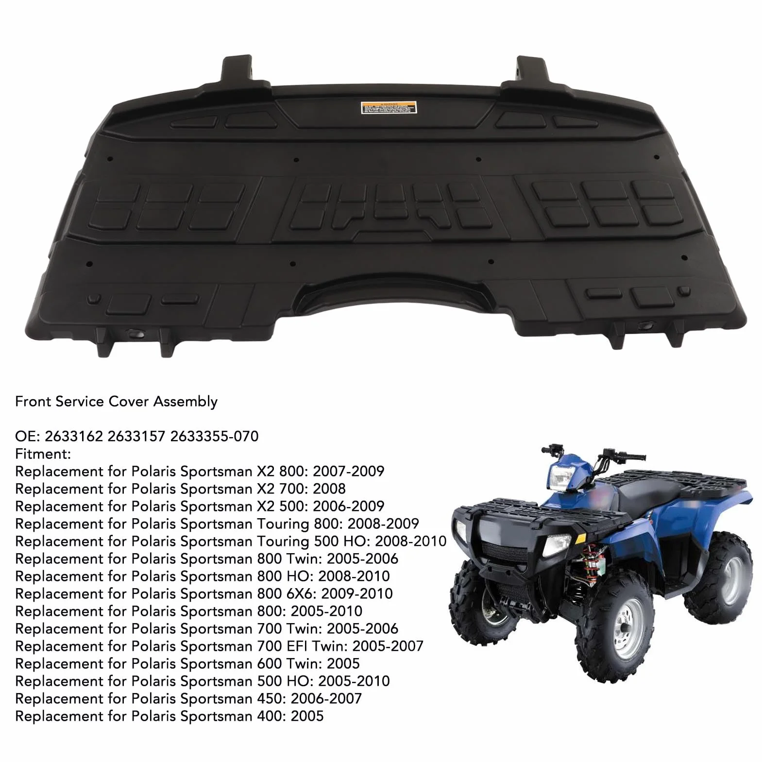 Zespół Przedniej Pokrywy Serwisowej ATV dla Sportsman 400 450 800, OE 2633162, 2633157, 2633355-070