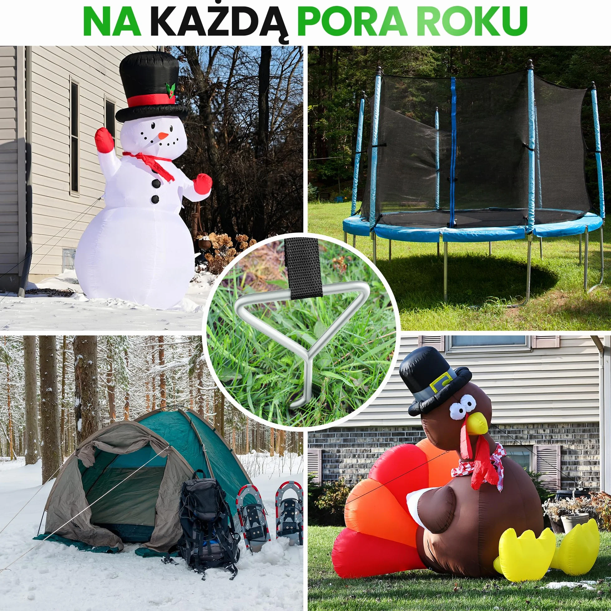 Ultrasport Kotwy gruntowe, z tarczami tnącymi, zestaw kotw gruntowych do trampolin, szopek ogrodowych i nie tylko, 4 śruby gruntowe ze stali ocynkowanej, regulowane pasy bezpieczeństwa ok. 190 cm