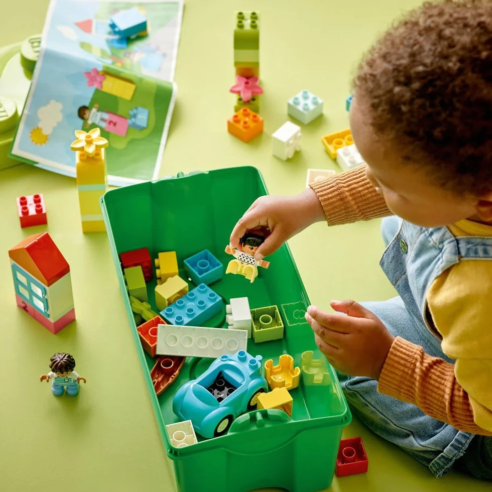 LEGO DUPLO Brick Box - Educational Stacking Toys for 1+ Year Old Boys & Girls - incl. Colourful Number Bricks, a Car & 2 Figures, plus Toy Storage - 10913
