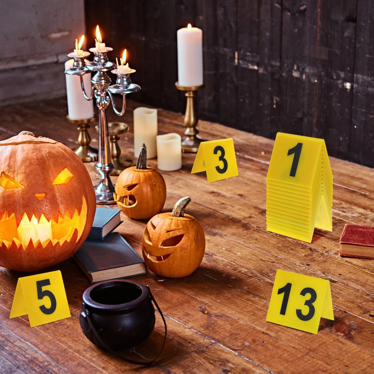 Operitacx 15 markerów dowodowych, rekwizytów na Halloween, oznaczenia miejsca zbrodni, 15 dekoracji na imprezy Halloween