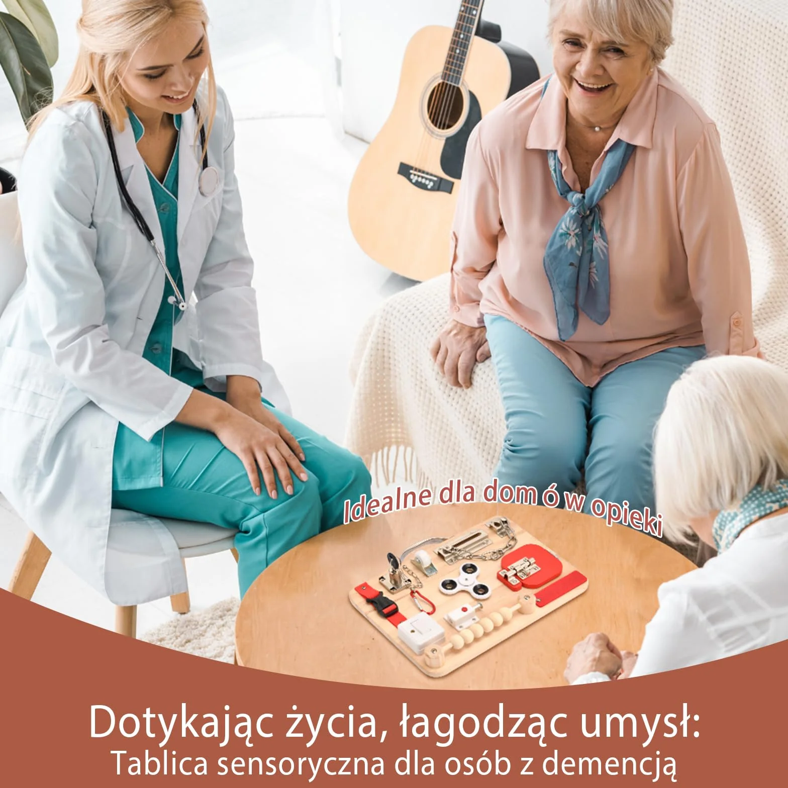 Tablica manipulacyjna i sensoryczna zabawka dla seniorów, osób z demencją, ADHD czy autyzmem – Międzypokoleniowa tablica zajęciowa do treningu motoryki drobnej i budzącej wspomnienia