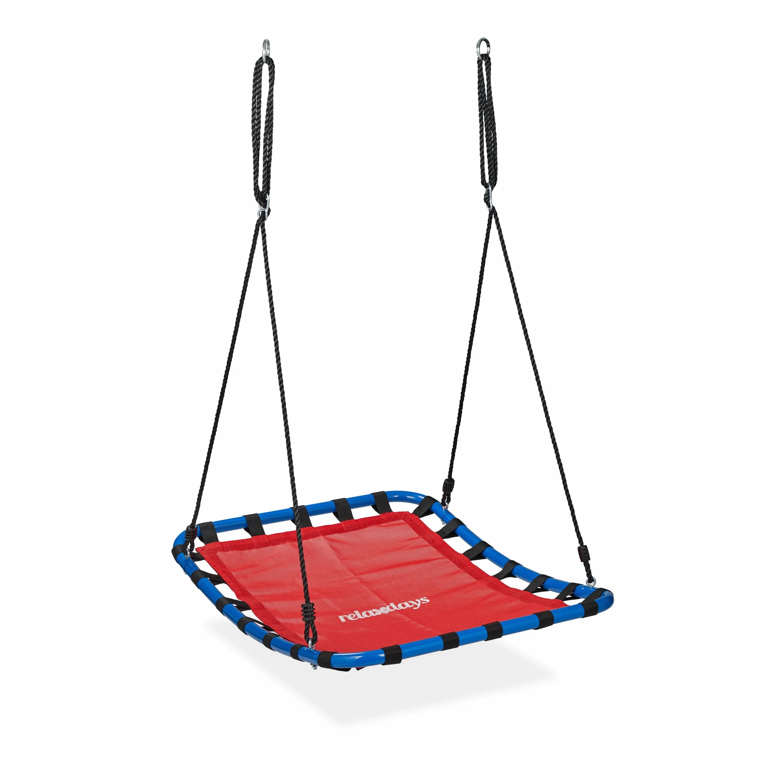 Relaxdays Huśtawka gniazdowa, dla dzieci i dorosłych, obciążenie do 100 kg, z regulacją wysokości, szer. x gł. 76 x 103 cm, huśtawka ogrodowa, czerwona