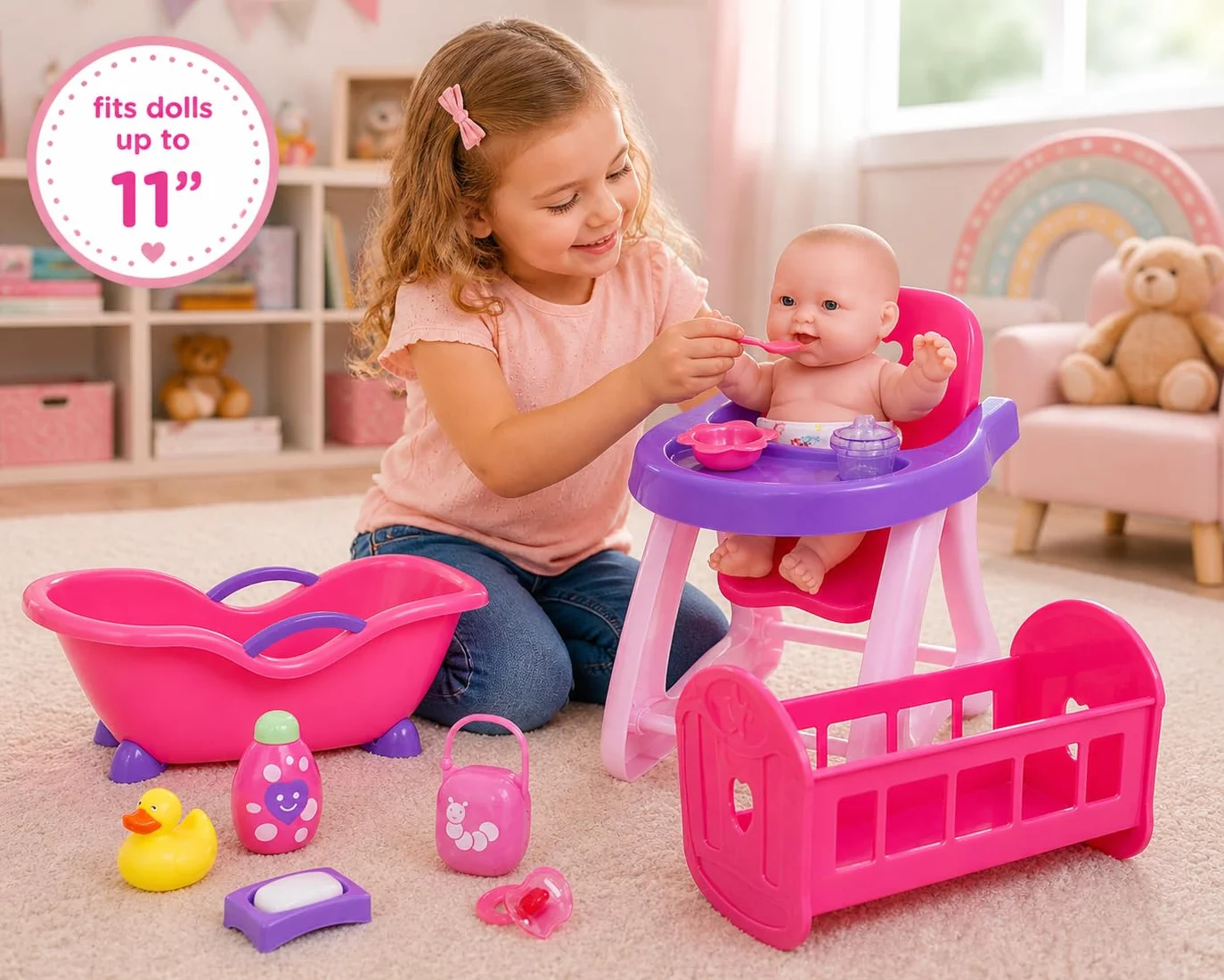 JC TOYS 81453 Akcesoria dla lalek, różowe