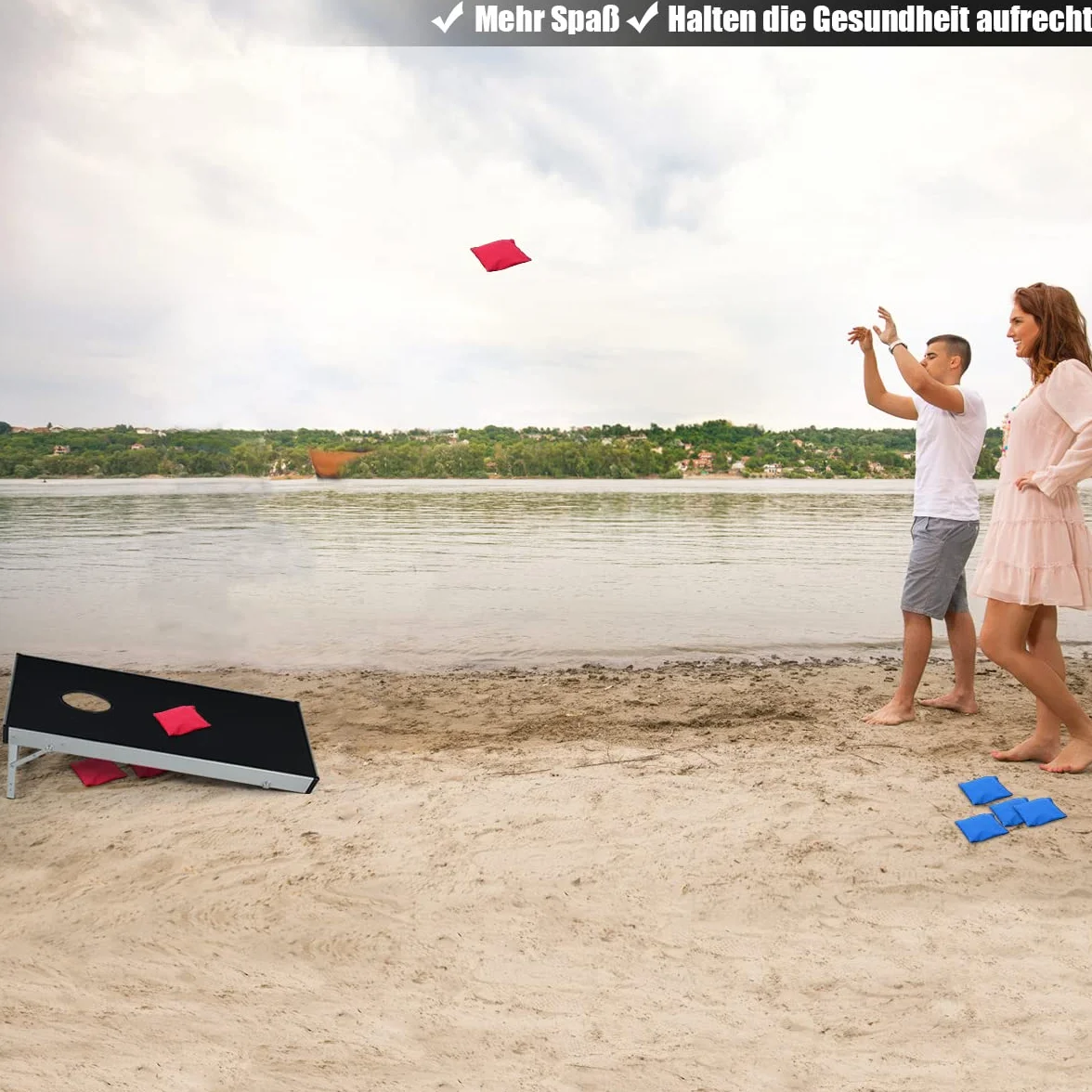 COSTWAY Cornhole Boards, gra zręcznościowa dla dzieci i dorosłych, worek na piasek, deska do zabawy ze składanym wzornictwem i uchwytem, klasyczna gra plażowa do gier wieloosobowych
