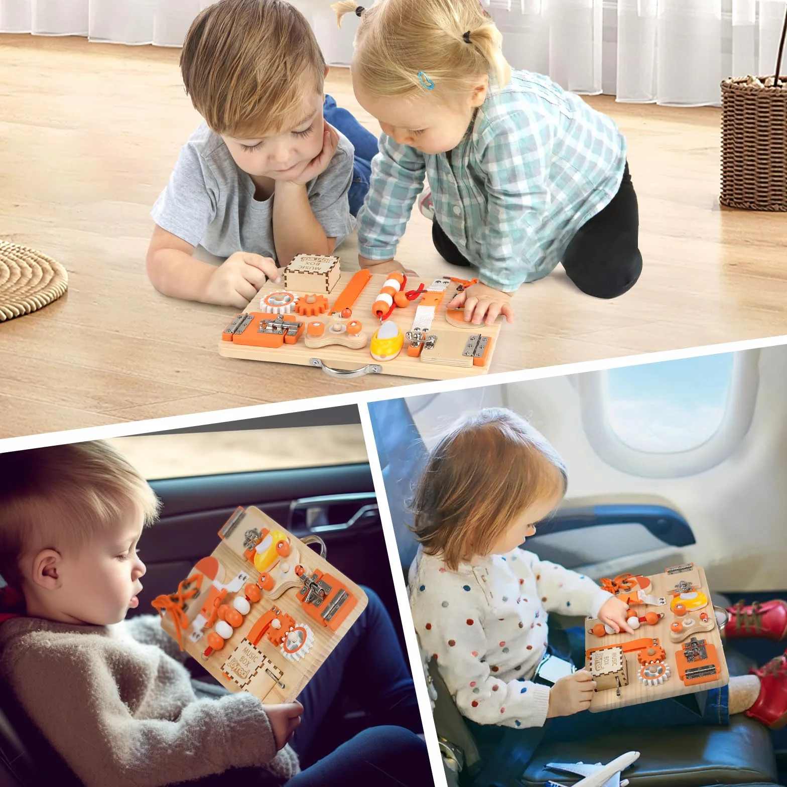 Joyreal Drewniana zajęta tablica dla małych dzieci - Zabawki Montessori Aktywność sensoryczna planszowe Maluch