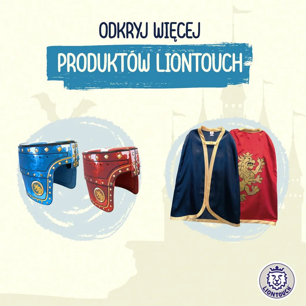 Liontouch 11000LT średniowieczna elegancka zabawka rycerska, zestaw dla dwojga, niebieski i czerwony, dwa miecze, tabliczki i siekiery z pianki dla dzieci