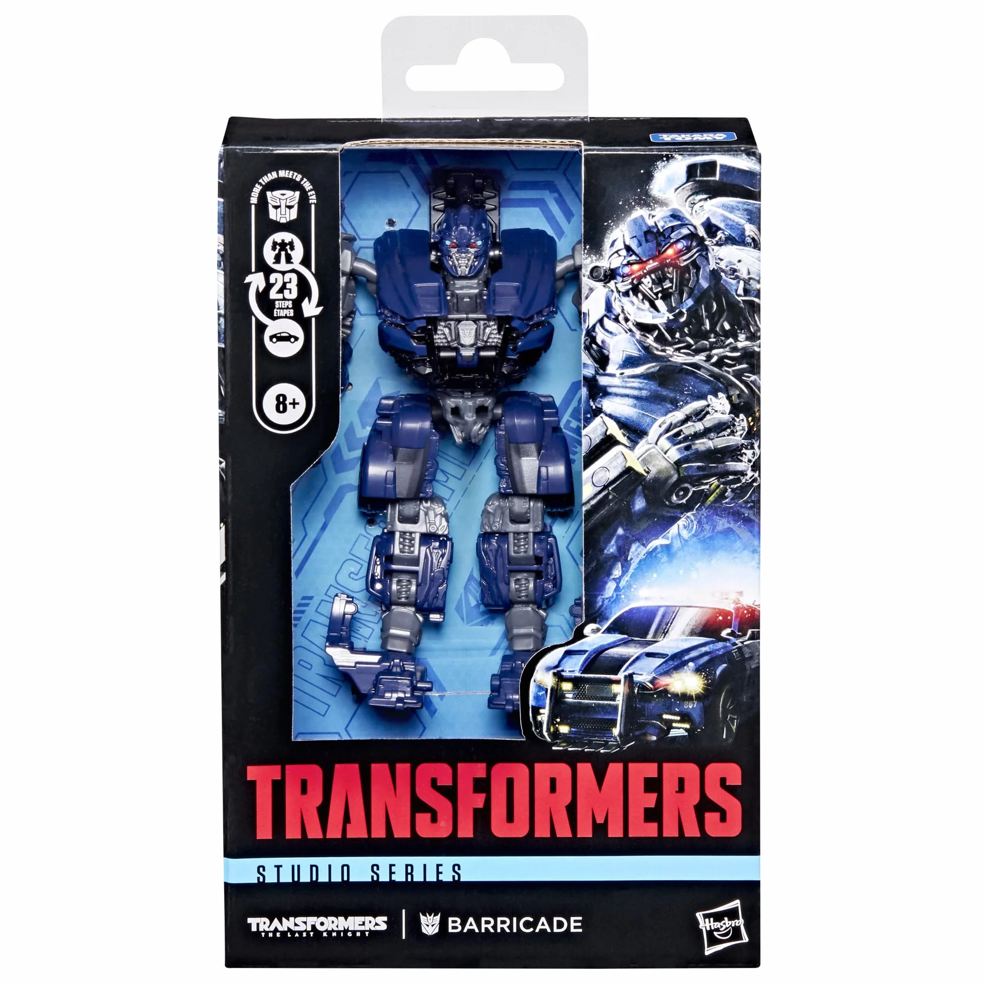 Barricade klasy Deluxe z kolekcji Transformers Studio Series z filmu ""Transformers: Ostatni rycerz"", 11-centymetrowa przekształcająca się figurka, zabawkowe roboty dla dzieci w wieku od 8 lat