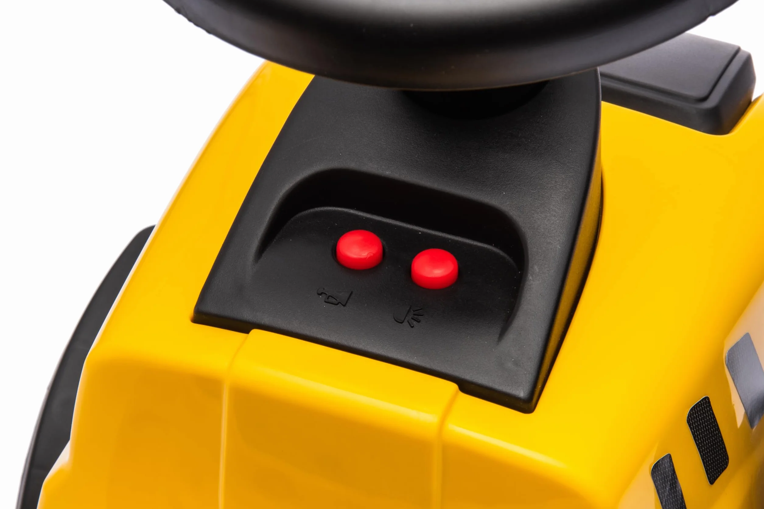 sun baby Jeździk dla dzieci Traktor z przyczepą New Holland, łopatka oraz grabki w zestawie, efekty dźwiękowe i świetlne, odczepiana przyczepka (Żółto-Czarny)
