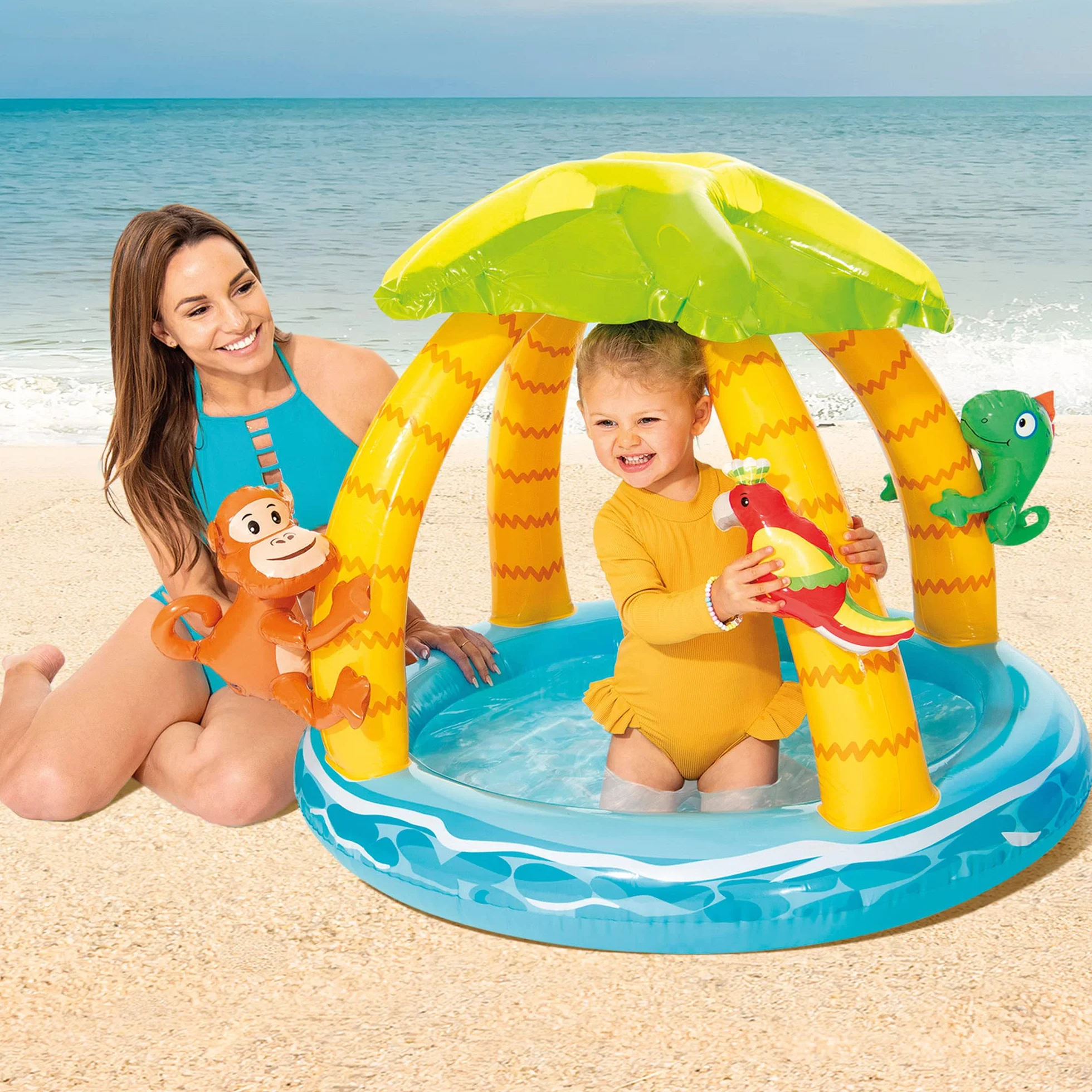Intex Tropical Island basen dla niemowląt, wymiary po nadmuchaniu: 102 cm x 86 cm (58417NP)