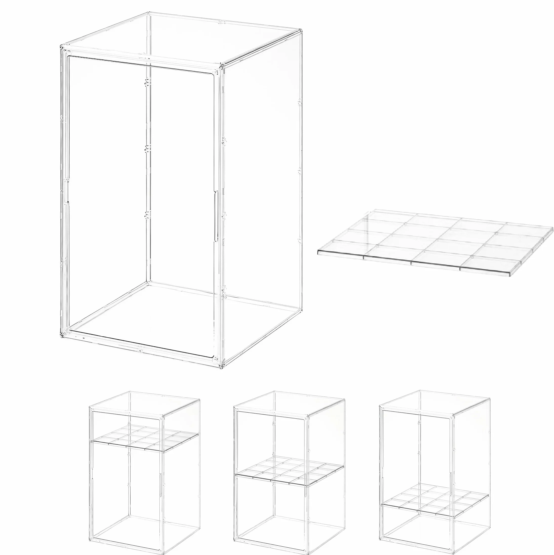 Duża akrylowa gablota 60 x 36 x 36 cm, przezroczysta plastikowa witryna z półką z regulacją wysokości, pyłoszczelne pudełko ekspozycyjne do modeli Lego, w skali 1:18 do samochodów i