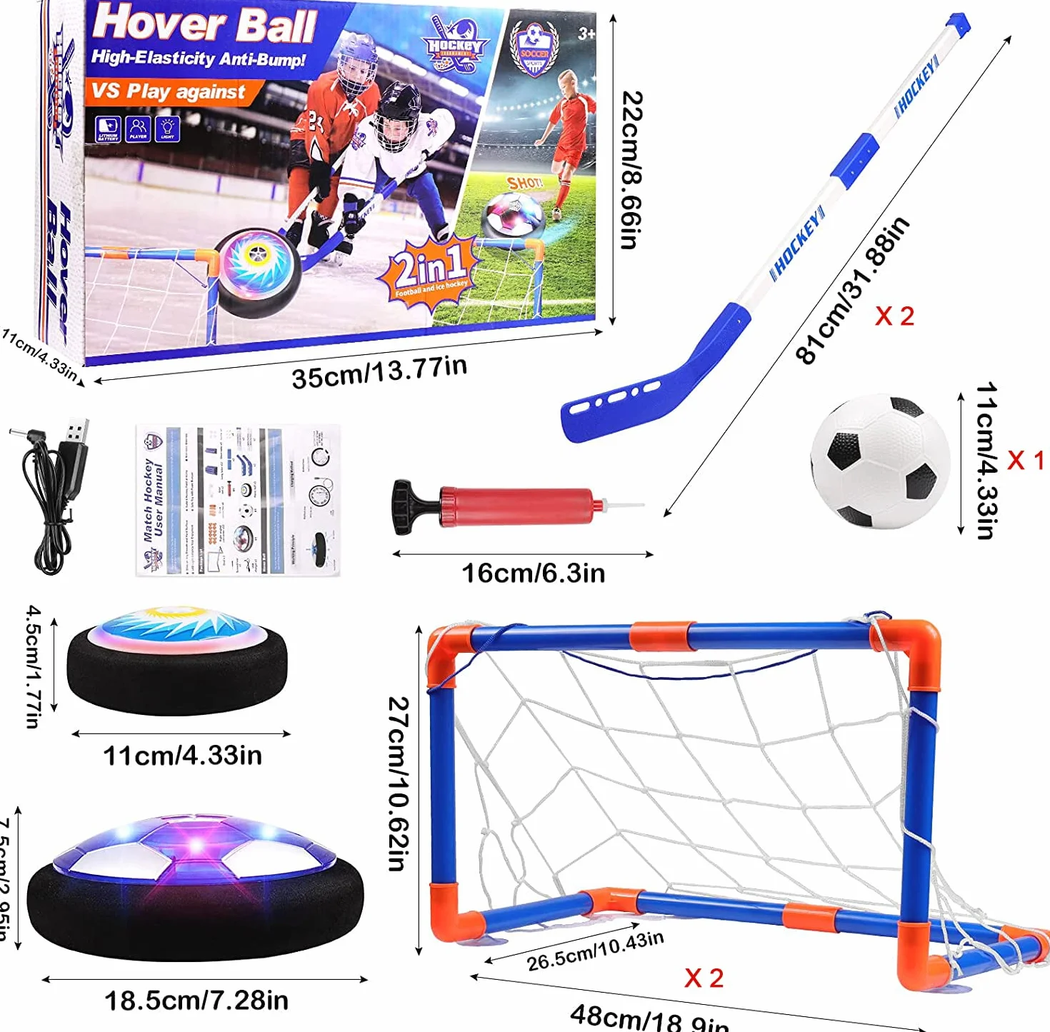 Diealles Shine Air Power zabawka do piłki nożnej dla dzieci, piłka nożna Hover Soccer Ball z oświetleniem LED, pianka, zderzaki, prezent dla chłopców i dziewczynek, do uprawiania sportu, wewnątrz i na