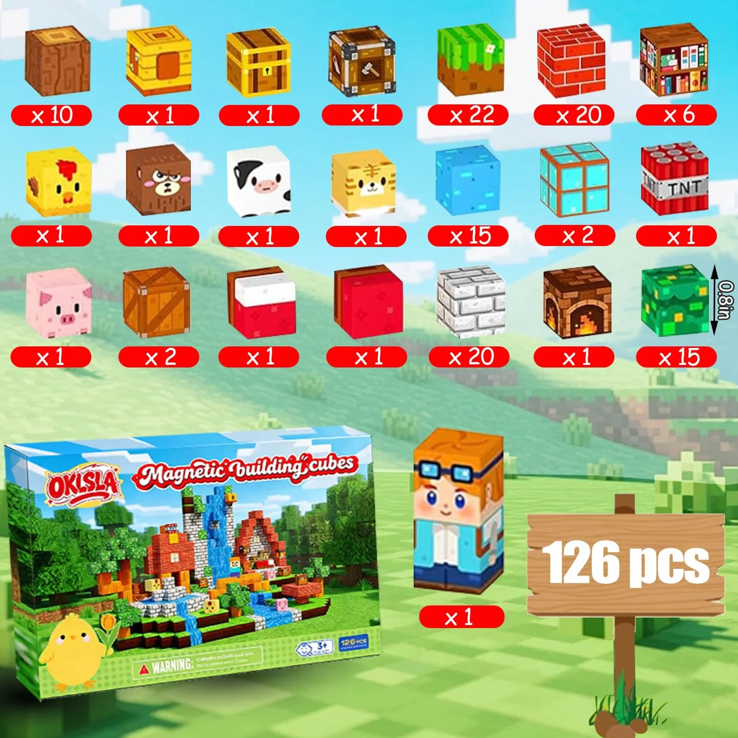 Magnetyczne klocki, 126 sztuk klocków magnetycznych dla dzieci, kreatywne zabawki sensoryczne, prezenty dla dzieci, chłopców, dziewczynek od 3, 4, 5, 6, 7, 8, 9 lat