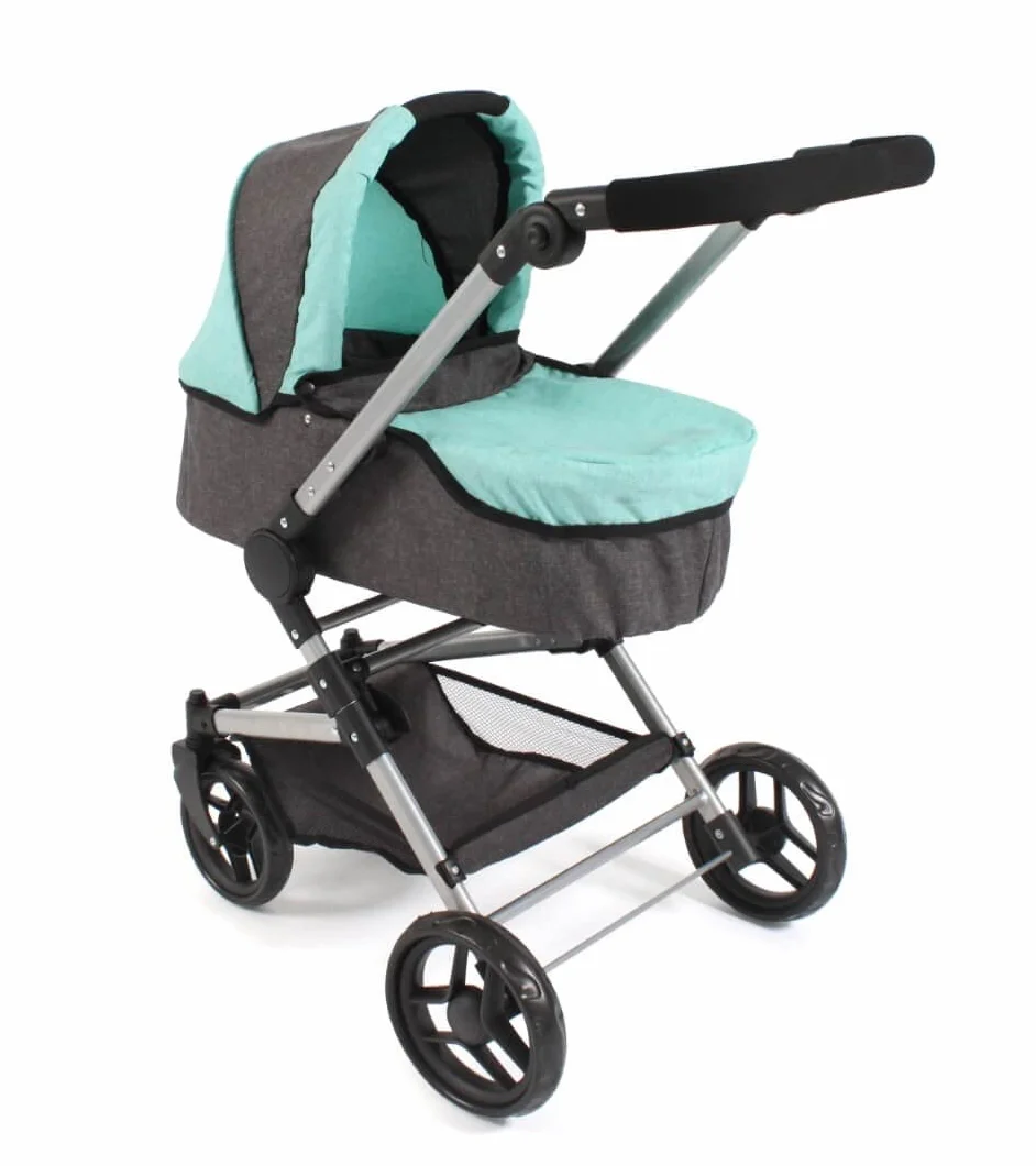 Bayer Chic 2000 645 42 wózek dla lalek kombi 3 w 1, melanż, antracytowo-miętowy, 61 x 44,5 x 85 cm
