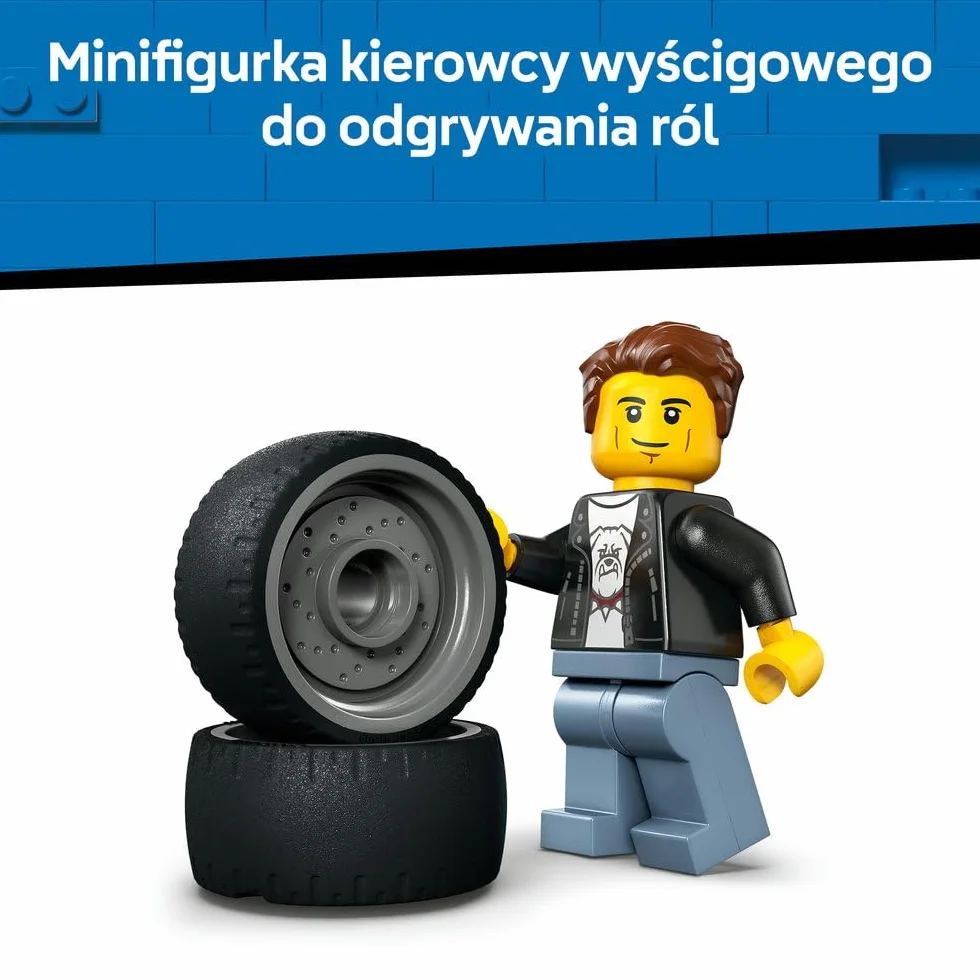 LEGO City Hot Rod, samochód wyścigowy, zabawka dla dzieci od 5 lat, wyścigówka i minifigurka kierowcy, pomysł na prezent dla 5-latka na urodziny, klocki dla chłopca i upominek dla dziewczynki 60485