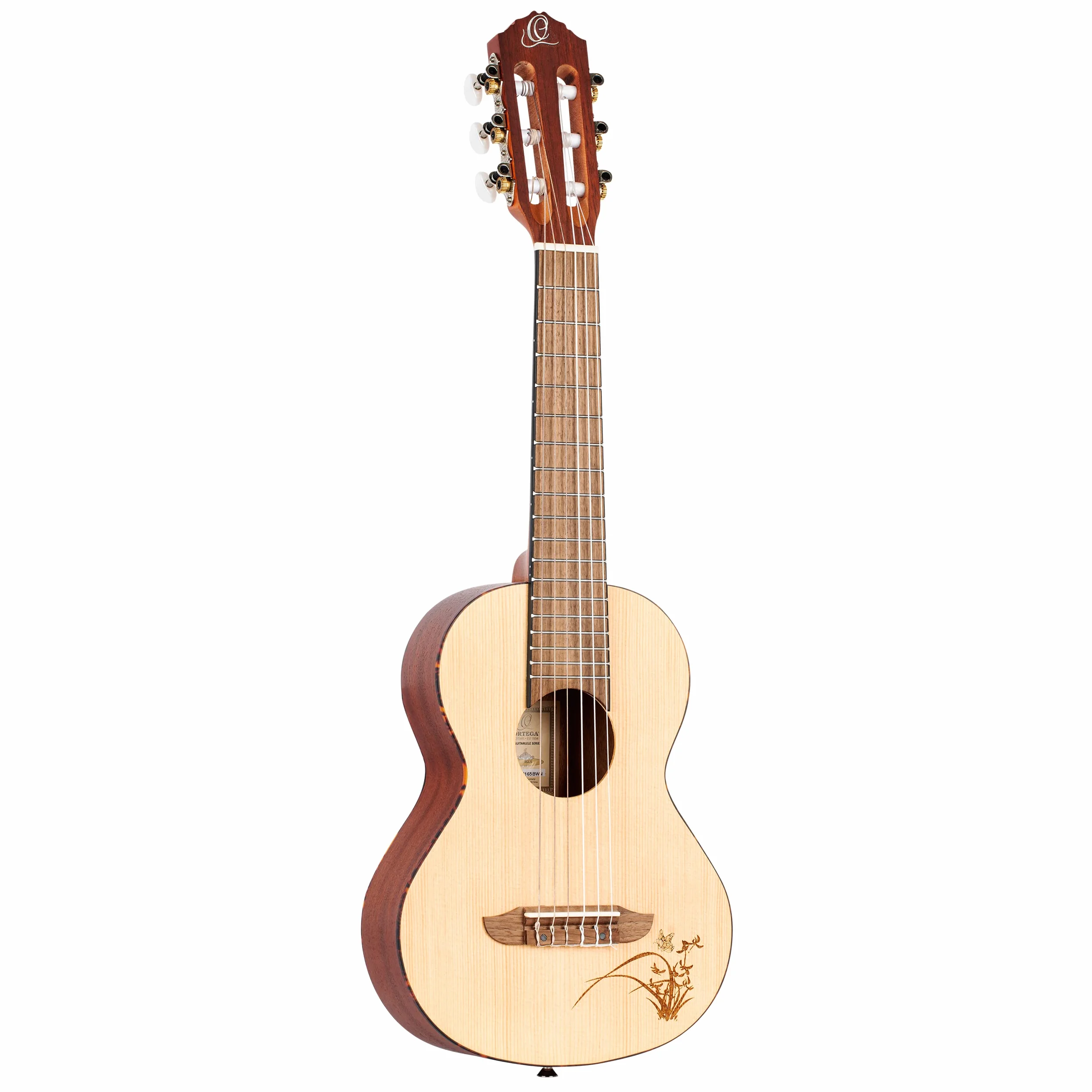 Ortega Guitars Mini Travel Guitar – Seria Mini Travel – Świerk/Mahoń, Wykończenie Naturalne (RGL5)