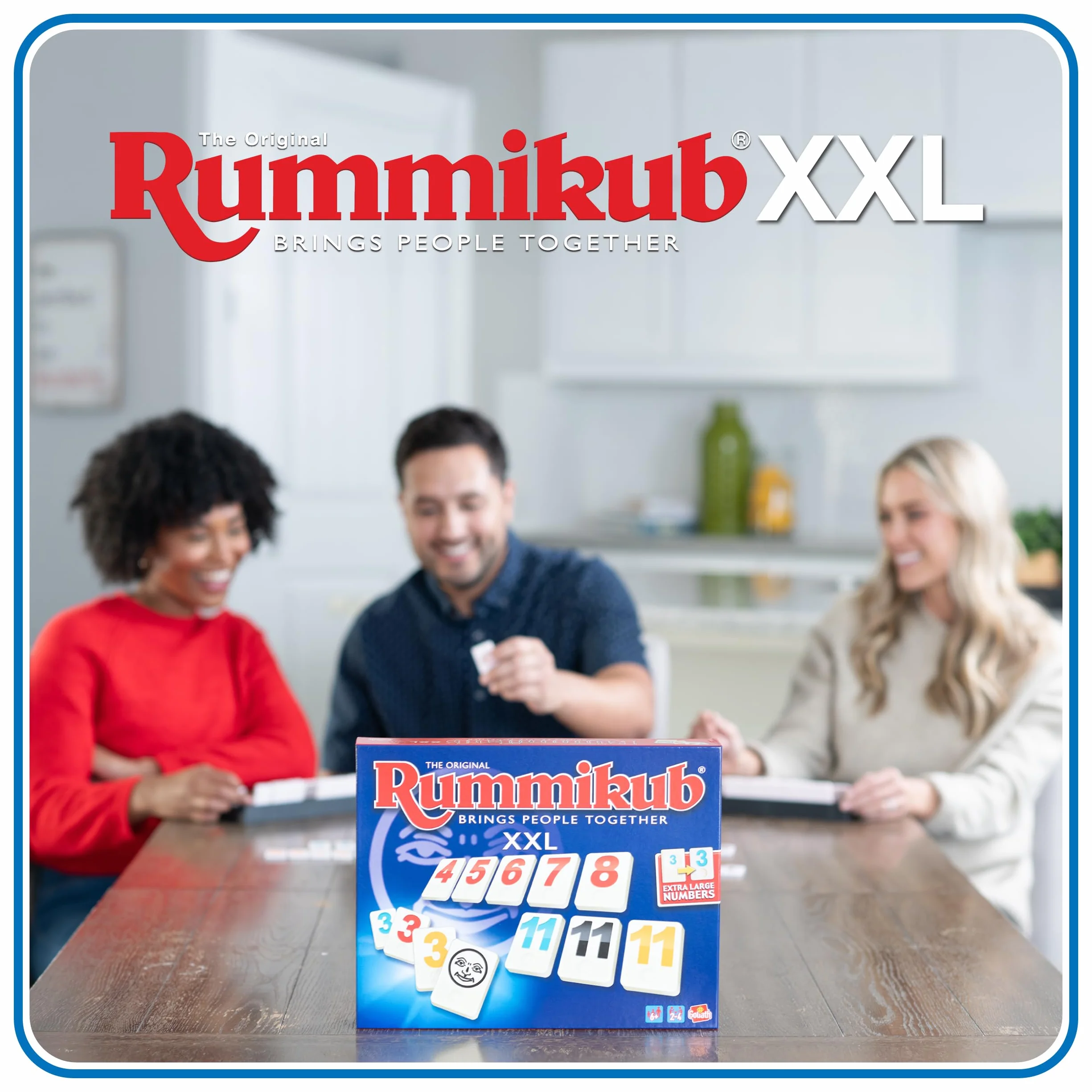 Rummikub XXL z większymi liczbami. Łatwiejszy do odczytania. Słynna gra strategiczna dla całej rodziny. TWÓRZ trójkąty lub drabiny. Baw się dobrze w tej grze dla wszystkich grup wiekowych, 928842