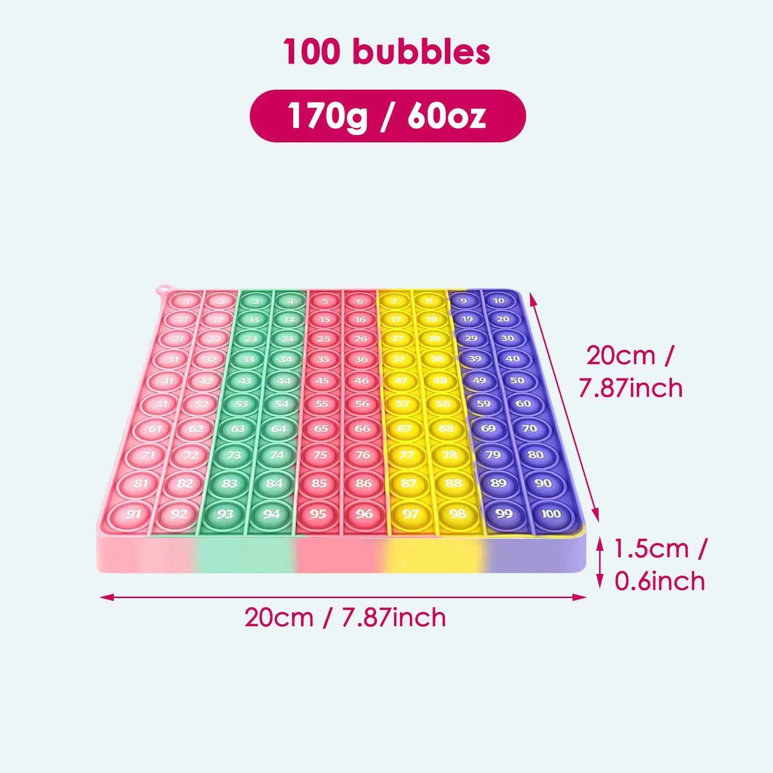 BOOWEN Pop It Fidget Zabawka Gigantyczna Push Bubble Poppit Silikonowe czujniki antystresowe Pękające bąbelki Edukacyjna zabawka matematyczna dla dzieci i dorosłych
