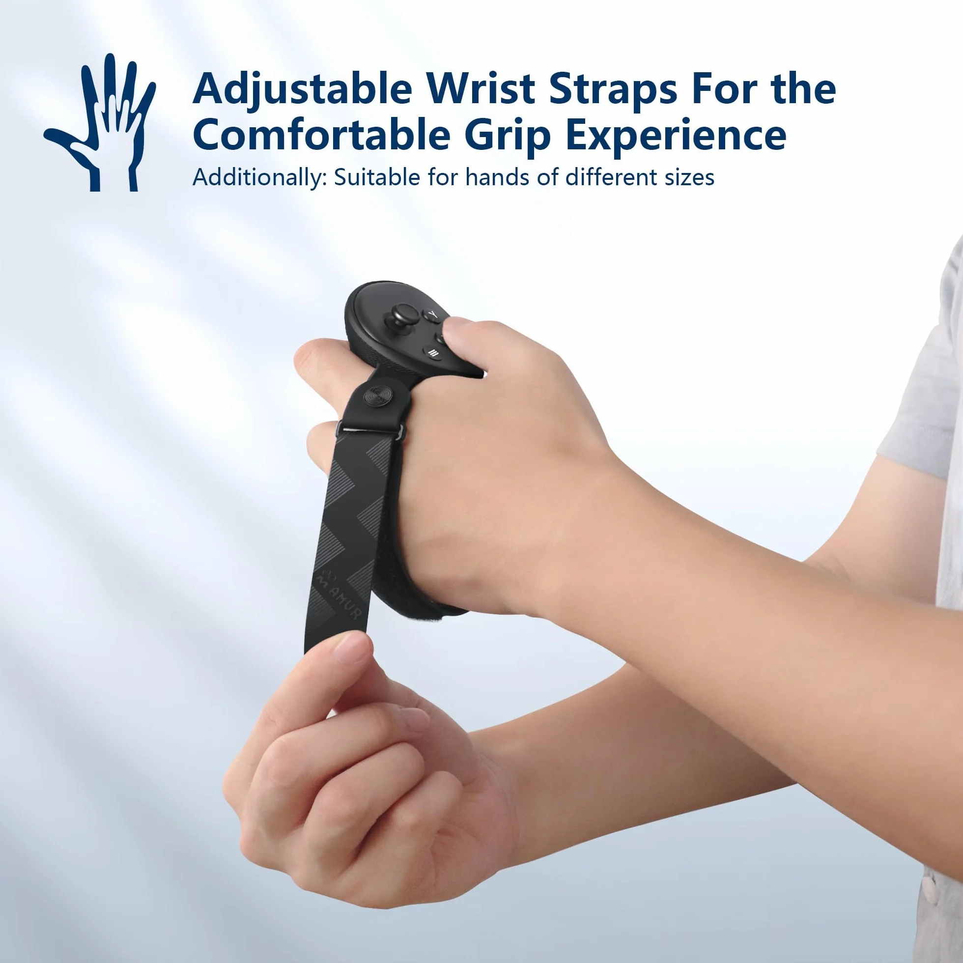 AMVR Upgraded Controller Straps Grips Cover kompatybilny z akcesoriami Quest 3S/3, z pokrywą otworu na baterię i silikonową osłoną aktywnych pasków na kostki (nie do stacji ładującej)