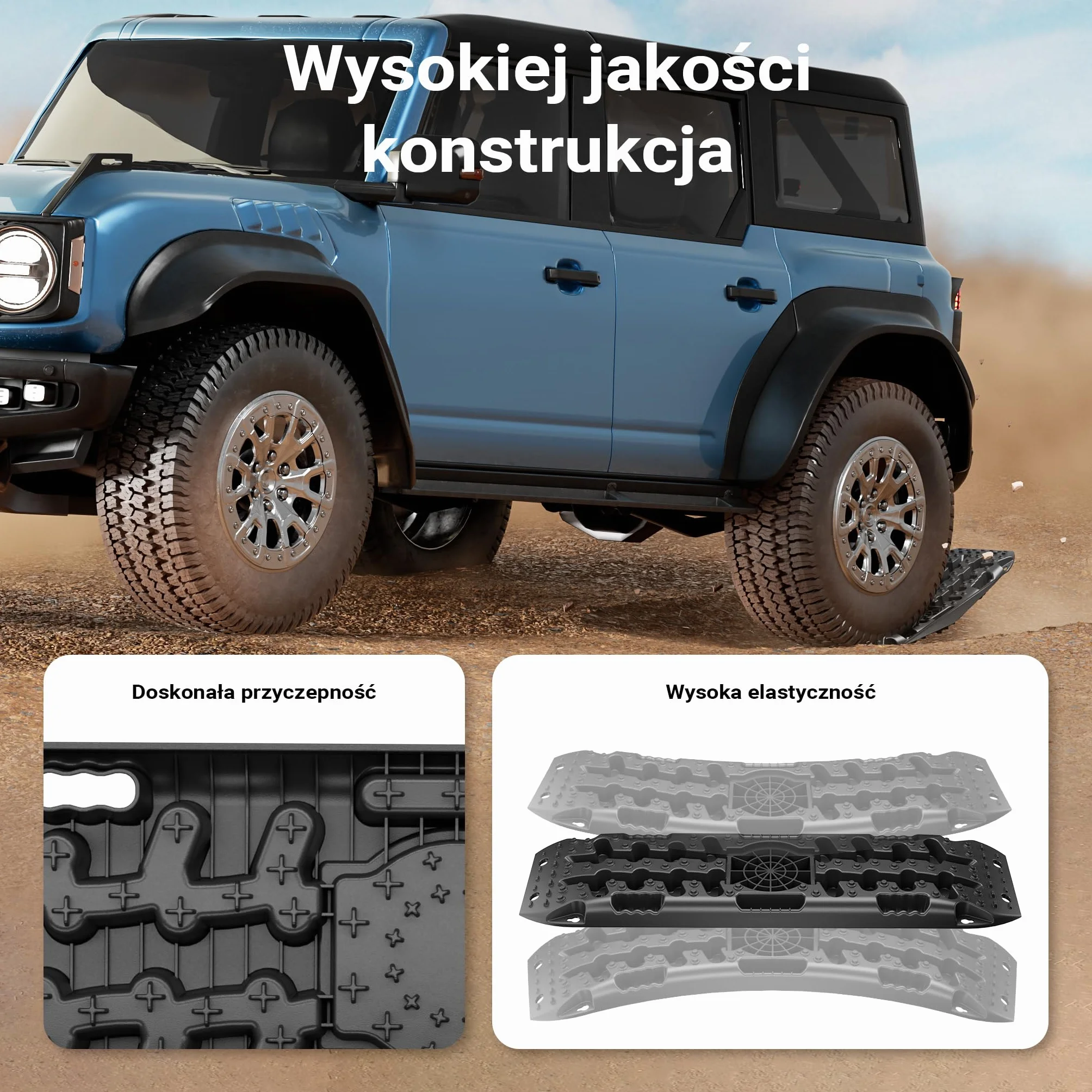 Wiltec Trapy piaskowe 1063 x 298 x 66 mm 2 szt do 10 t nośności na parę, czarne z torbą transportową, najazdy terenowe