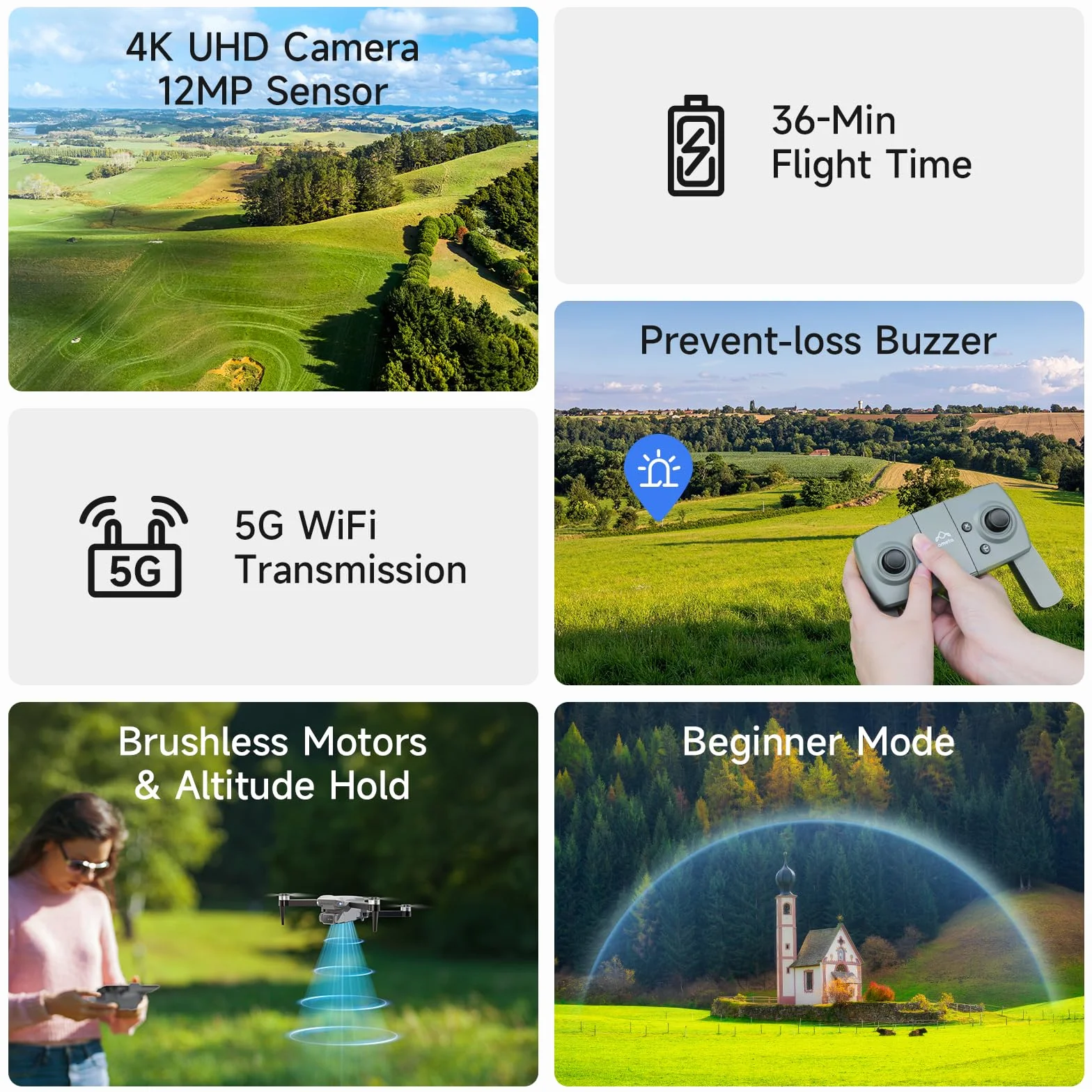 Ameta Dron dla Dorosłych z Kamerą 4K UHD, S20 Lite Bezszczotkowy Silnik FPV Składany dron RC dla Dorosłych i Dzieci z 36-minutowym Lotem, Fajne Zabawki na Prezent dla Chłopców i Mężczyzn (165 g)