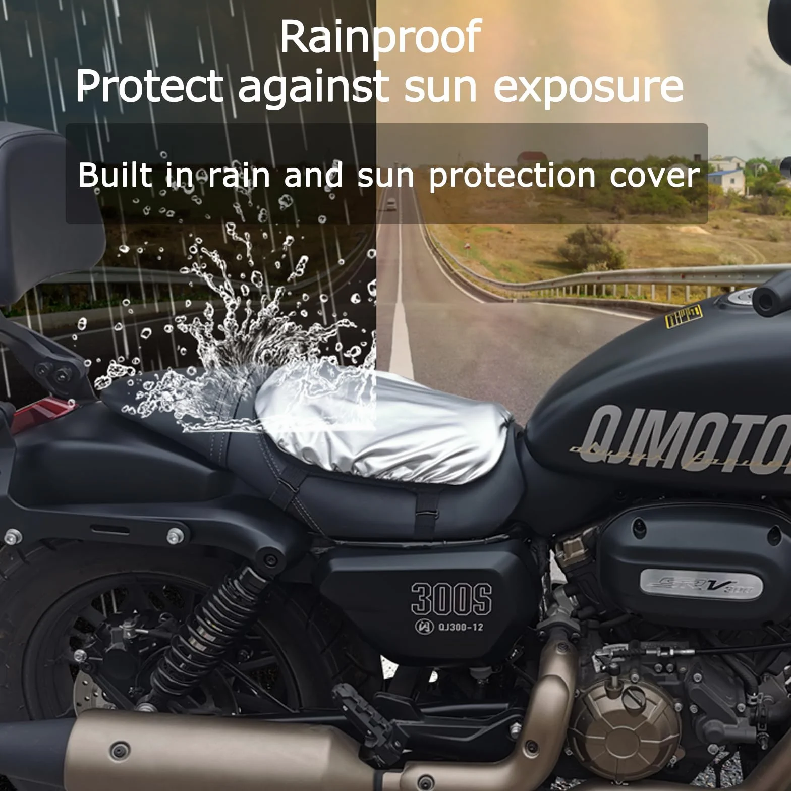 Poduszka na siedzenie motocyklowe, potrójna ochrona żelowa podkładka na siedzenie motocykla, zdejmowana osłona termoizolacyjna, skutecznie zapobiega słońcu i deszczowi, żelowa podkładka