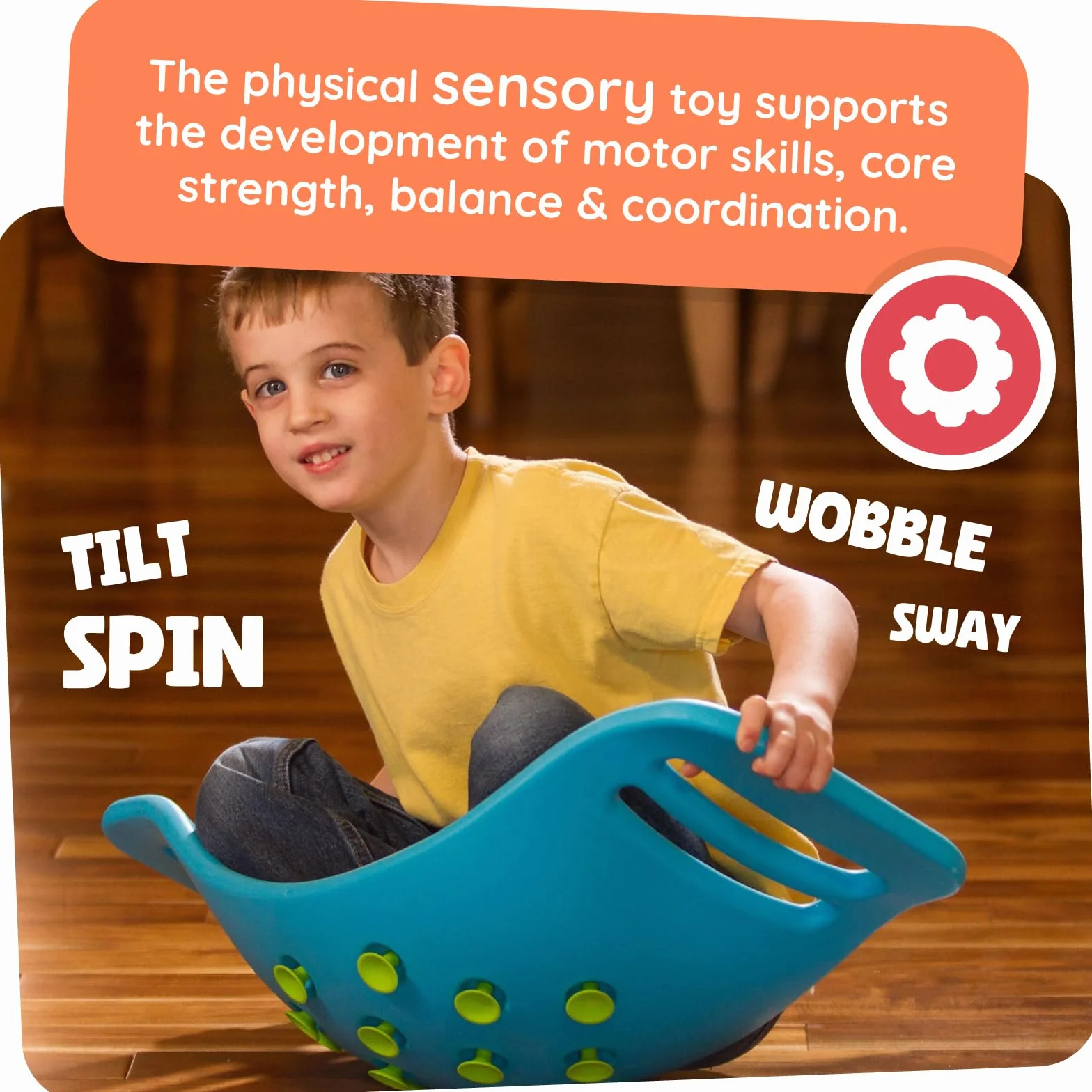 Fat Brain Toys Fat Brain Teeter Popper Blue, Wobble Balance Board, Tablica balansowa z wyskakującymi dźwiękami, zabawka przedszkolna dla dzieci, deska do skakania, rozwój umiejętności motorycznych brutto, tablica równoważąca dla dzieci w wieku 3 lat +