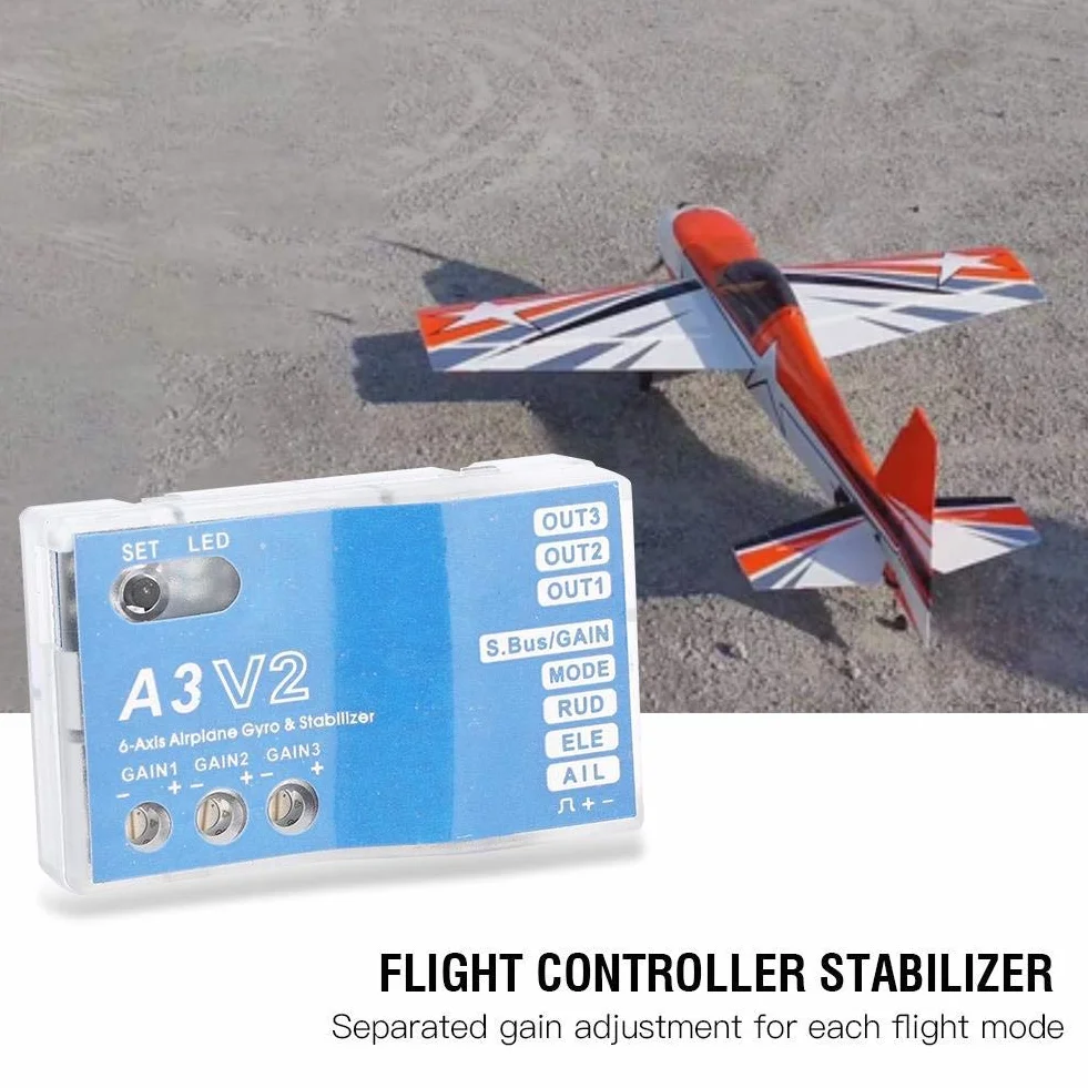 Sterownik lotu RC, stabilizator żyroskopowy F50A 3-osiowy system Gyro A3 V2 do samolotu ze stałym skrzydłem RC